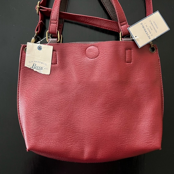 NWT • G.H. Bass & Co. Reversible Bag • Red & Brown - Picture 3 of 13